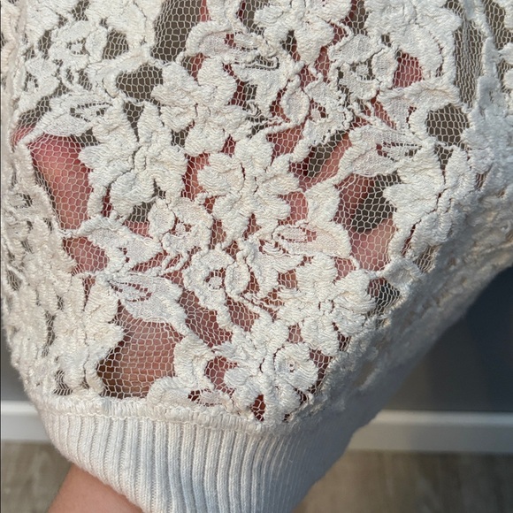 💥2/$33💥 Hollister Cream Button Up Cardigan with Lace Back - Picture 8 of 10